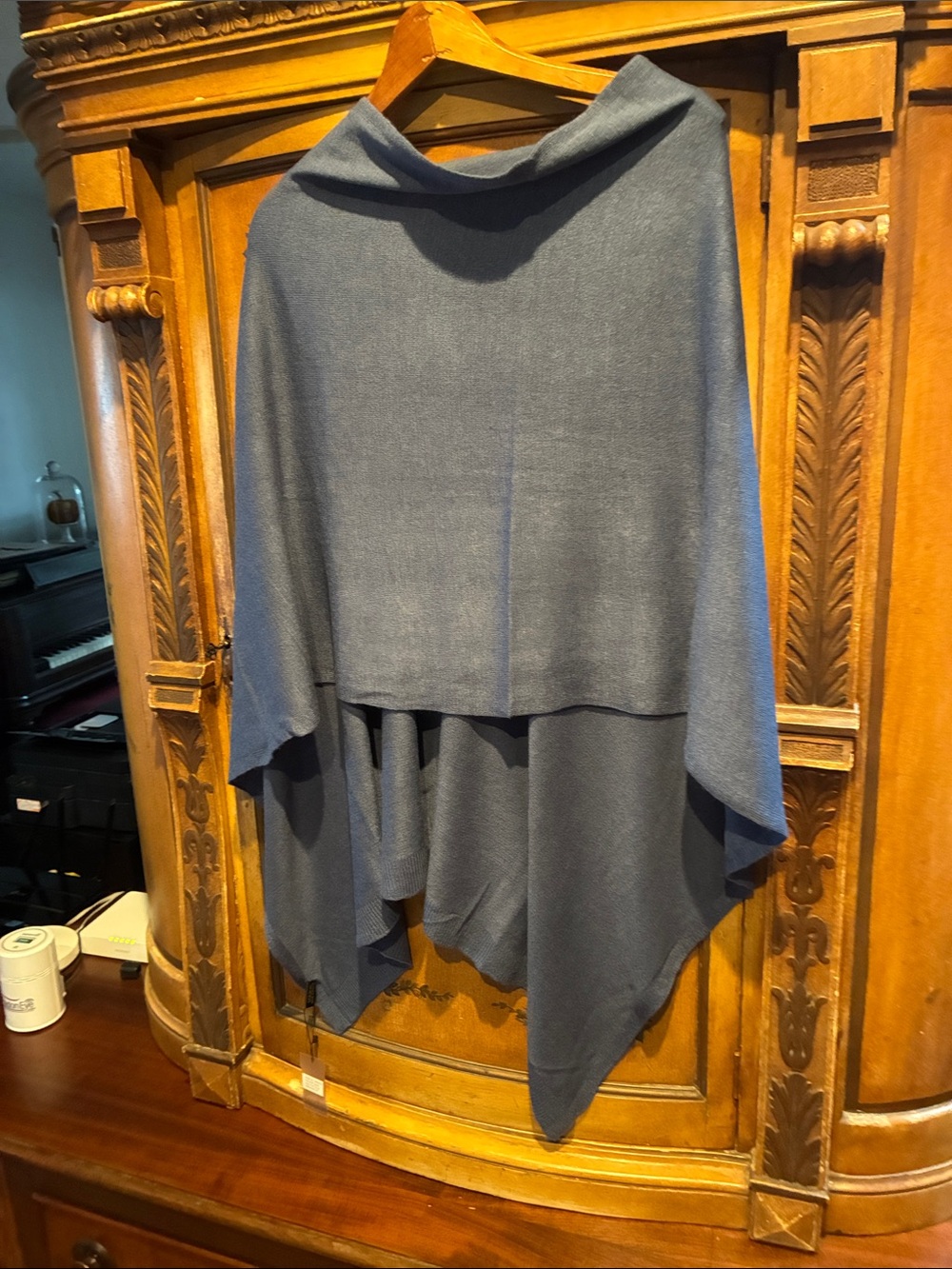 Cozy Lightweight Wrap Poncho - Slate Blue NWT